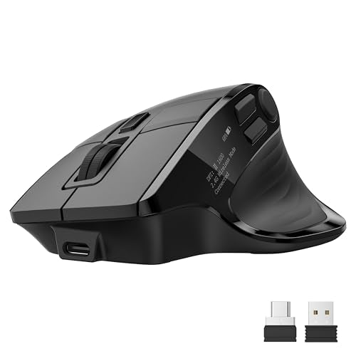 acer Wireless Mouse for Laptop, Bluetooth Computer Mouse for 4 Devices(2.4Ghz+BT 5.2+Wired), OLED Screen Ergonomic Recharg...
