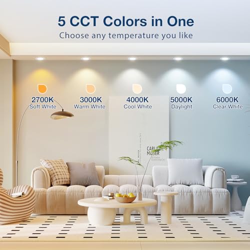 Amico 24 Pack 4 inch 5CCT LED Recessed Lighting, Dimmable, 8.5W=60W, 650LM, 2700K/3000K/4000K/5000K/6000K Selectable, Retr...