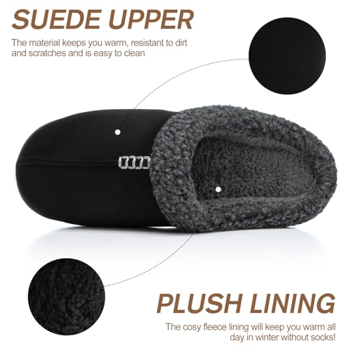 GOEWY Mens Suede Slippers with Memory Foam Indoor Outdoor House Shoes Warm Winter Slip On Slippers with Non-Slip Sole Gift...
