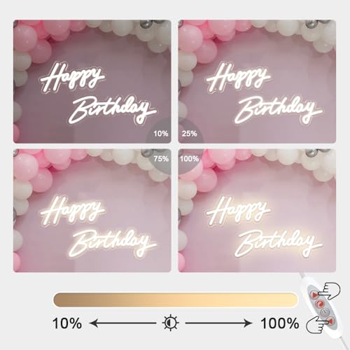 40"/23" Happy Birthday Neon Sign Large - Happy Birthday Sign 12V - Happy Birthday Light Up Sign with Dimmable Switch - 2PC...