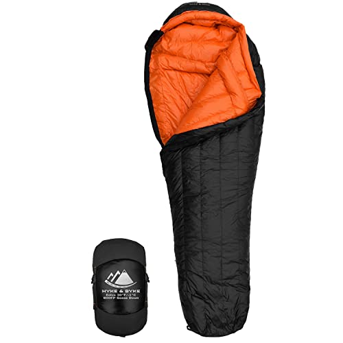 Hyke & Byke Eolus 30 F Hiking & Backpacking Sleeping Bag - 3 Season, 800FP Goose Down Sleeping Bag - Ultralight - Blue/Lim...