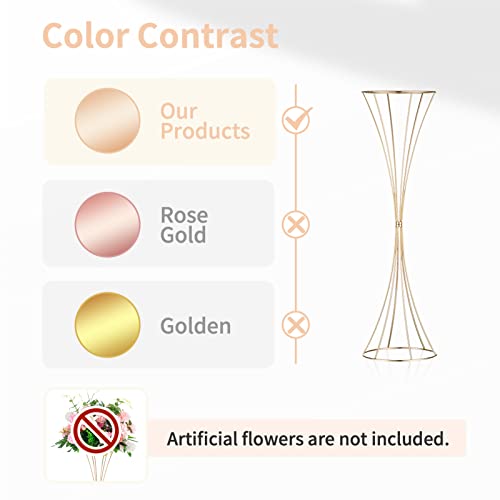 NUPTIO 2 Pcs Gold Vases for Centerpieces, 31.1in Tall Metal Trumpet Vase, Road Lead for Wedding Party Dinner Centerpiece, ...