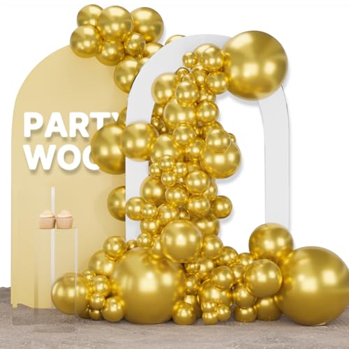 PartyWoo Gold Balloons 123pcs Different Sizes of 18 12 10 5 Inch Gold Balloon Arch Kit Garland for Birthday Wedding Annive...