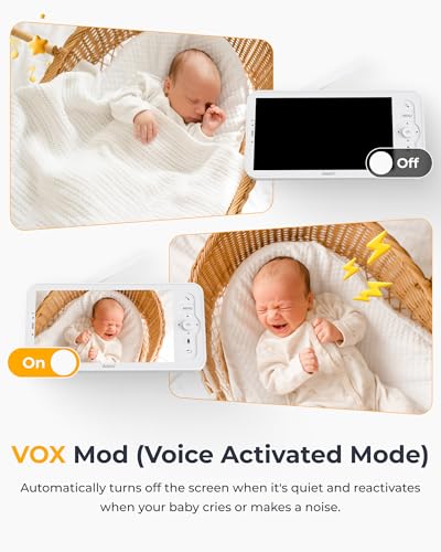 ARENTI Baby Monitor 2 Cameras, Smart Baby Camera with 5-Inch Wireless Display, Super Night Vision, Temperature Sensor, Sound Detection, Auto Motion Tracking, 2-Way Audio, VOX Mode(B2 Set)