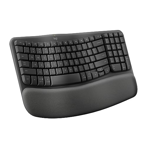 Logitech Wave Keys Wireless Ergonomic Keyboard with Cushioned Palm Rest, Comfortable Natural Typing, Easy-Switch, Bluetoot...