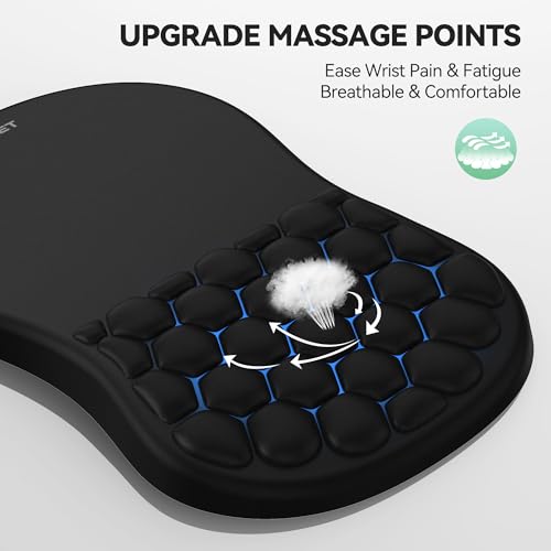 TECKNET Ergonomic Mouse Pad with Wrist Rest, Soft Mousepad with Massage Design, Memory Foam and Non-Slip PU Base for Pain ...