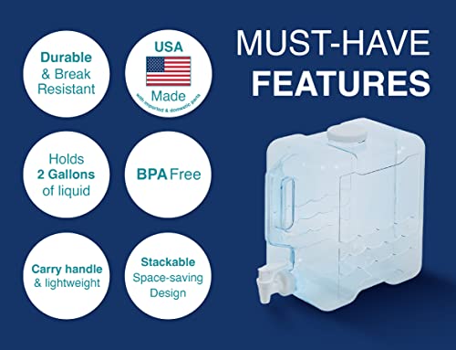 Arrow Home Products 2 Gallon Drink Dispenser for Fridge - Plastic Beverage Dispenser with Spigot for Easy Dispensing - BPA...