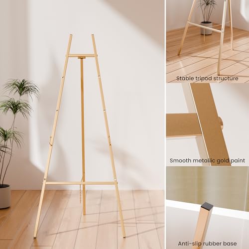 Gold Easel Stand for Sign, Heavy Duty Easel, 4-Tier AdjustableArt Easel for Painting, Wedding Sign1pc