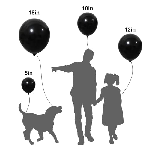 APLANET 150pcs Black Balloons Different Sizes 18 12 10 5 Inch, Latex Balloons for Black Themed Birthday Wedding Baby Showe...