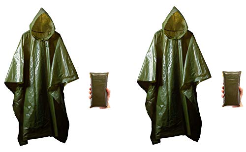 2 Pack Survival Lightweight Rain Gear Poncho Emergency Survival Cover Shelter Norwegian Military Style