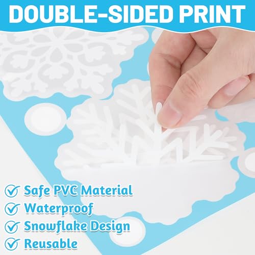 116PCS Christmas Decorations, 9 Sheets Christmas Window Clings, Snowflake Window Clings Decals, Double Sided Xmas Snowflak...