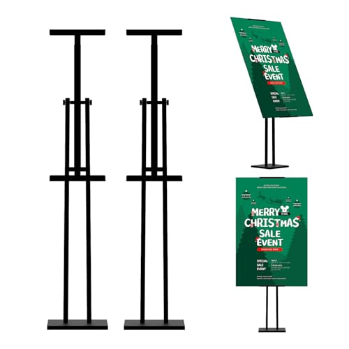ONCEMORE Heavy Duty Sign Stand, Floor Poster Board Stand, Adjustable Metal Sign Holder Height Up to 60 Inches and 180° Rot...
