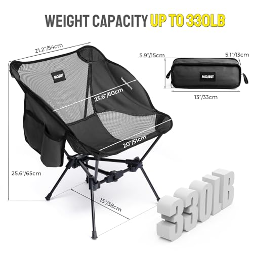 Mojest Portable Camping Chair – Compact Lightweight Folding Chair for Adults, Supports 330 lbs – Ideal for Backpacking Hik...