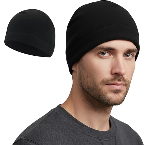 Thermal Cycling Beanie, Windproof Fleece Winter Cap for Outdoor Sports and Biking Black
