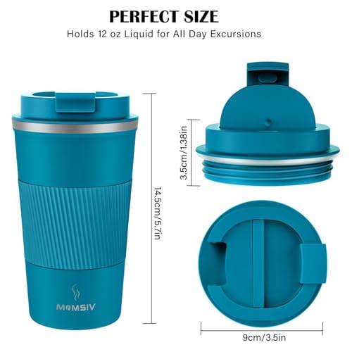 MOMSIV 12oz Travel Mug, Insulated Coffee Cup with Leakproof Lid, Travel Coffee Mug Vacuum Stainless Steel Double Walled Re...