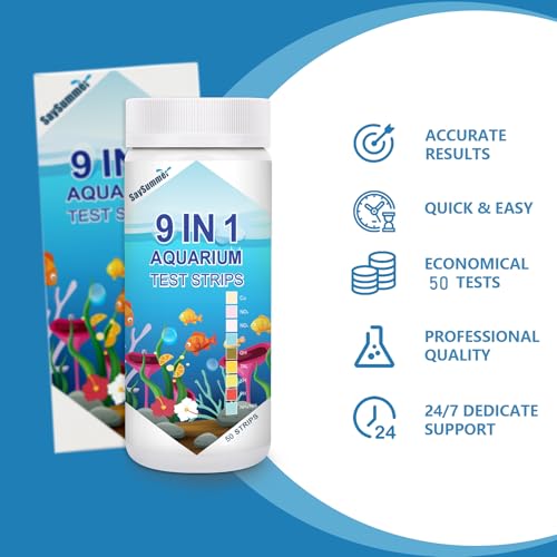 Aquarium Test Strips for Fish Tank: 9 in 1 Aquarium Ammonia Test Strips for Fish Tank - 50 Counts Aquarium Water Test Kit ...