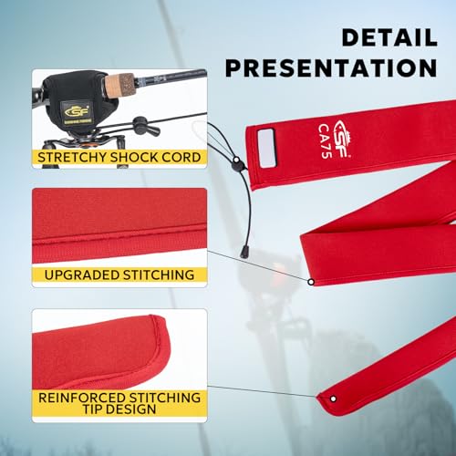 SF Neoprene Fishing Rod Sleeve Rod Cover for Casting, Spinning, Trolling Fishing Rods Protect Cover Floating Rods Storage ...