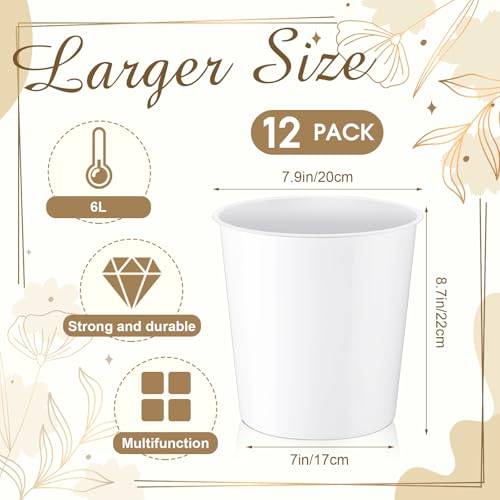 Layhit 12 Pcs 6 Liter Plastic Ice Bucket for Parties Large White Wine Bucket Bulk Portable Ice Rack Disposable Wine Cooler...