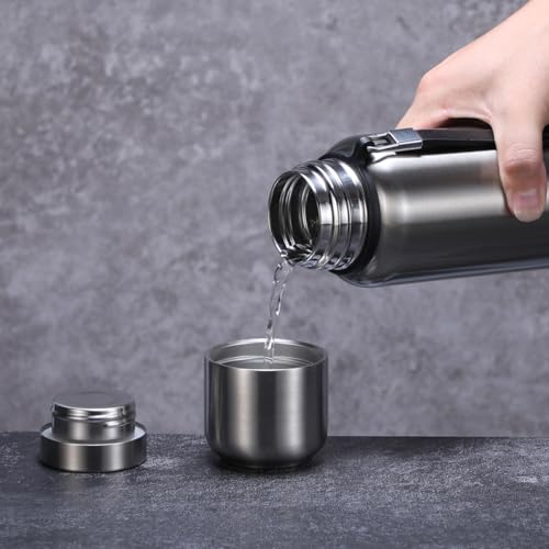 CDJ 17 oz Thermos with Tea Infuser Stainless Steel Vacuum Insulated Water Bottles with 2 Covers Flasks for Hot and Cold Dr...