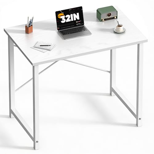 Sweetcrispy Computer Small Desk, 32 Inch Office Writing Work Study Student Home Bedroom Table with Metal Frame Wooden Tabl...