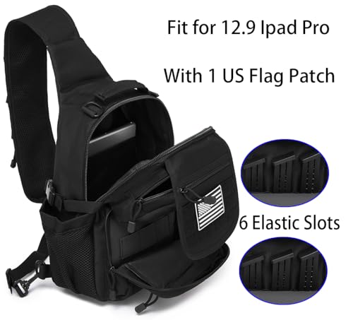 ATBP Tactical Crossbody Bag Holster Shoulder Backpack 6 Elastic Slots Water Bottle Holder Carrier Accessories Pouch 15L