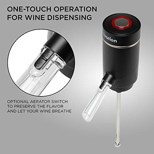 Ivation Electric Wine Aerator and Dispenser | Rechargeable Automatic Wine Pourer with Touch Button Control, Precision Spou...