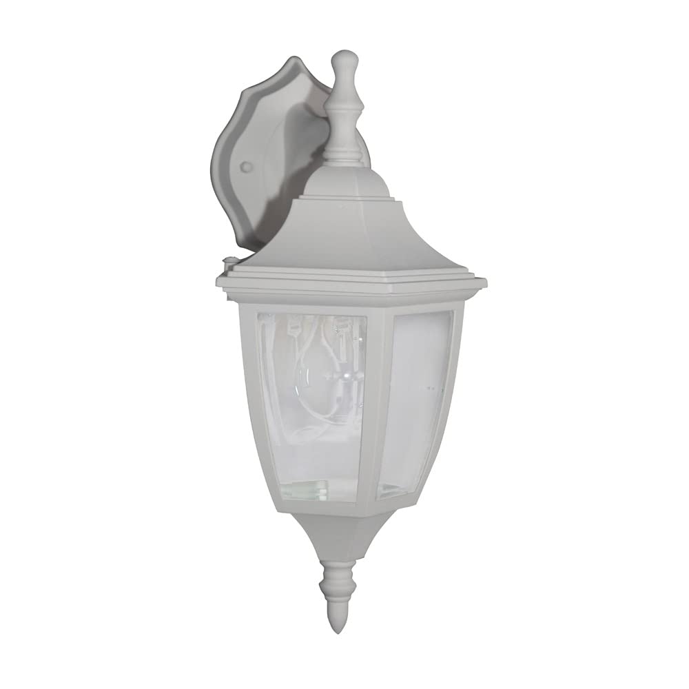 DESIGNERS FOUNTAIN Waterbury Outdoor Light Fixture, 14.25 Inch Exterior Wall Lantern Sconce for Front Door, Patio and Porch, White, 2461-WH