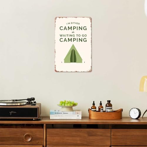 Retro Metal Sign Camping Lifestyle "Happy Camp",Text Art Poster Home Wall Decor, For Bedroom, Living Room, Bar, Restaurant...
