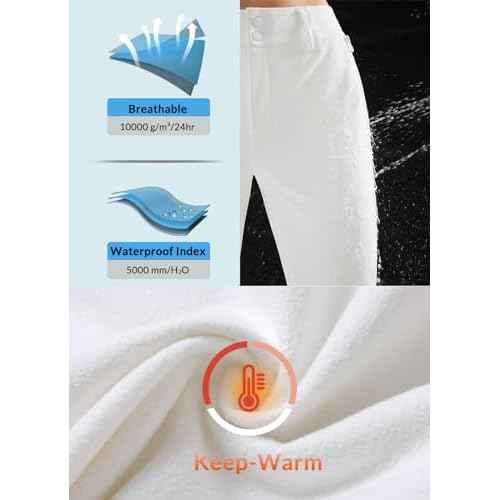 baleaf Women's Fleece Lined Snow Ski Pants Waterproof Windproof Softshell Insulated Slim Thermal Pants Zipper Bottom Leg
