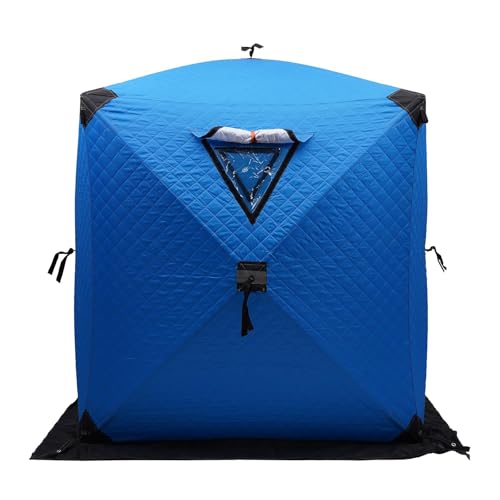 Portable Ice Fishing Tent Insulated, 1-2 People Square Ice Fishing Tent, 57x65 in Shelter Oxford Cloth Ice Fishing Shanty,...