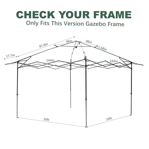 Grey Gazebo Replacement Cover Compatible with ABC 13x13 Pop Up Gazebo Frame,This Particular Replacement Cover Will Not Fit...