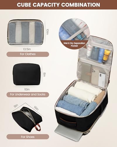 LOVEVOOK 50L Travel Backpack for Women&Men,TSA Carry on Backpack for Airplanes with 3 Packing Cubes,Personal Item Bag Fit ...