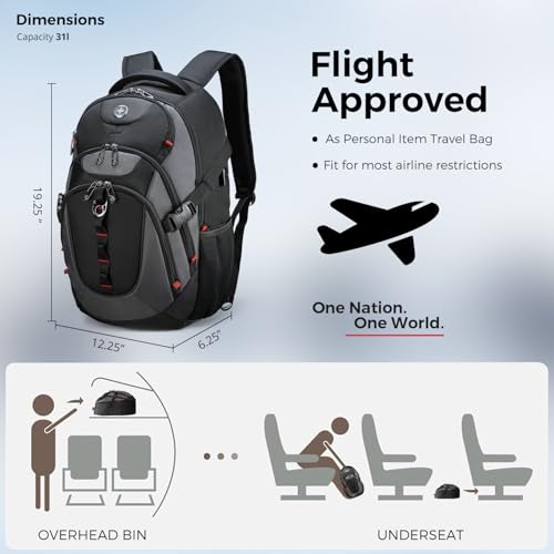 Swissdigital Design Laptop Backpack with USB Charging Port, Travel Backpack Fits 15.6 inches Computer, 31L College School ...