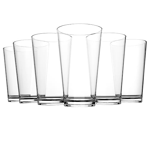 WEXINHAO Clear Drinking Glasses - Unbreakable Acrylic Glasses Drinkware 18 oz set of 6 - BPA Free Dishwasher Safe Reusable...