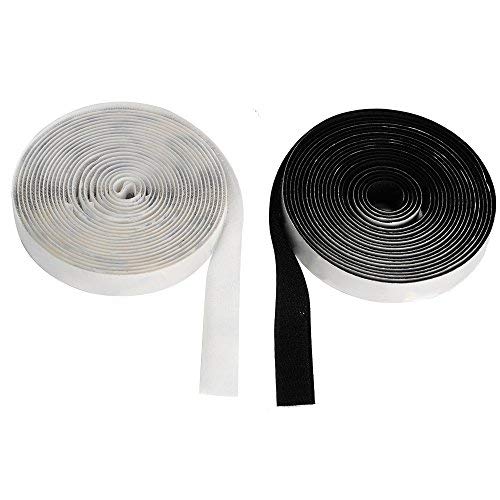 16 Feet Length 0.75 Inches Width Hook and Loop with Strong Self Adhesive Interlocking Strip, Mounting Tape Heavy Duty Adhesion Fastener (White)
