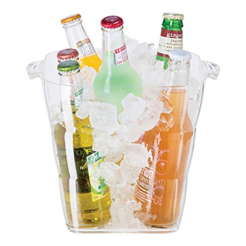 OGGI Acrylic Square Ice Bucket - Clear Beverage Cooler w/Handles, Wine Cooler, Beer Chiller, Ideal Drink Buckets for Parti...