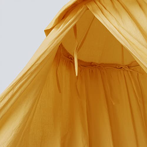 IBIZA VIBE MAMERIA Kids Bed Canopy with Frills Cotton Cover Net for Baby Crib Reading Nook Curtain Hideaway Hanging Round ...