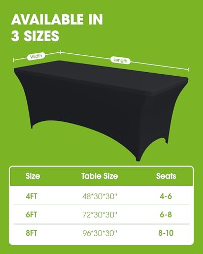 Pureegg Spandex Tablecloth 6ft - 2 Pack, Fitted and Tight Cloth for Rectangle Table, Wrinkle-Free and Stretch Table Cover ...
