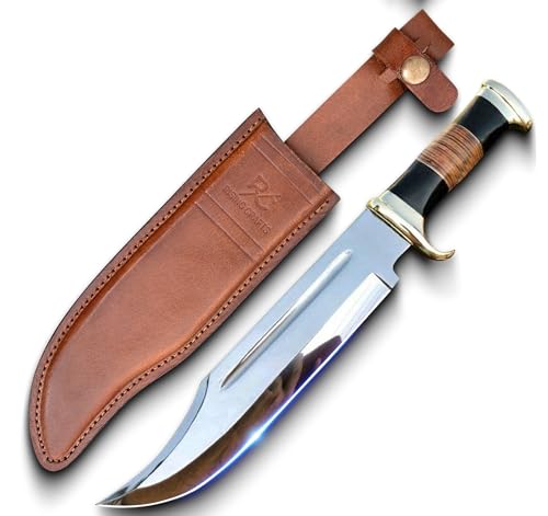 RISING CRAFTS 14" Crocodile Dundee Bowie Knife with Sheath-Hunting Knife with Sheath-Mirror Polished Survival Tactical Kni...