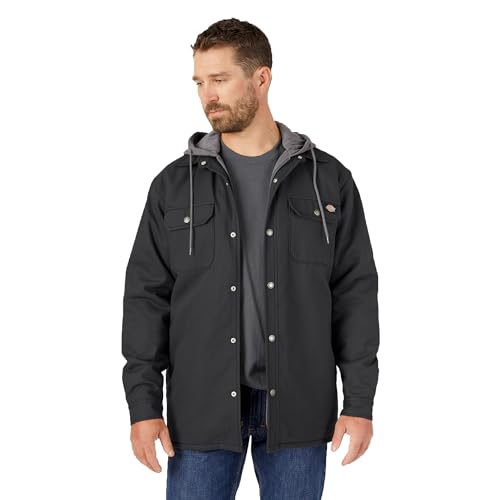 Dickies mens Fleece Hooded Duck Shirt Jacket With Hydroshield