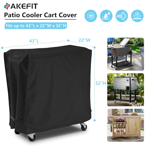 AKEfit Patio Cooler Cart Cover,Waterproof Ice Chest Cart Cover Fits 65-80 Quart Patio Party Ice Chest Rolling Cooler,43''L...