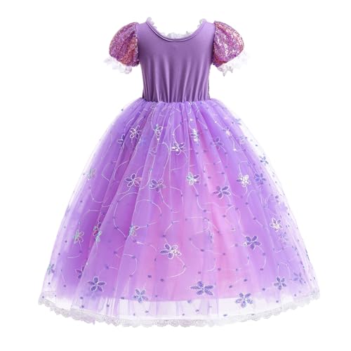 Purple Dress Princess Costume Girls Dress Up for Birthday Party Christmas Theme Outfit Accessory