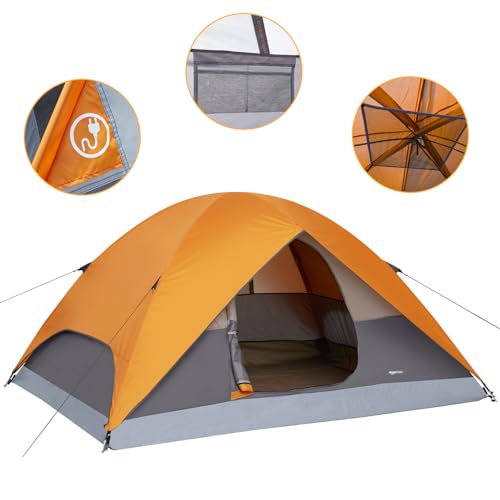 Amazon Basics Camping Tent, 3-Season Dome Design with Rainfly