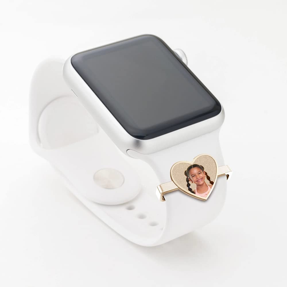 Picturesongold.Com Smart Watch Photo Charm In Yellow Gold Plated Heart Shape