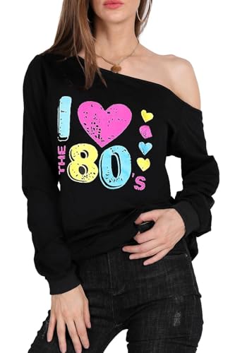MAGICMK Woman’s Sweatershirt Lips Print Causal Blouse Off The Shoulder Long Sleeve Loose Slouchy Pullover Plus Size Tops