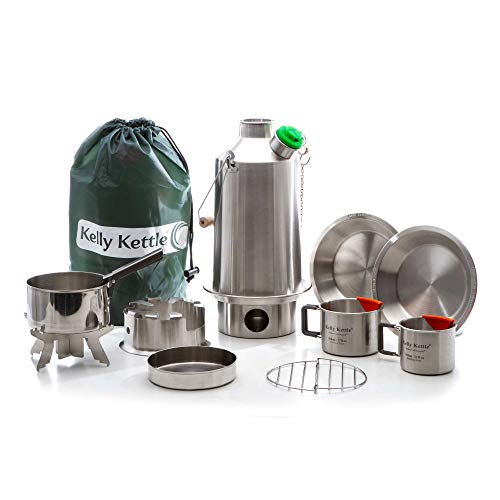 Kelly Kettle Ultimate Base Camp Kit – 54 oz Large Stainless Steel Camp Kettle, Lightweight Camping Kettle with Whistle, Ke...