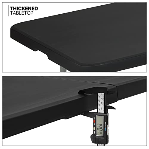 MoNiBloom 6Ft Folding Table, Heavy Duty Portable Plastic Dining Tables Fold in Half Indoor Outdoor Desk w/Handle, Lock for...