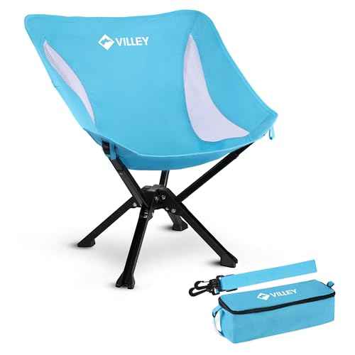 VILLEY Portable Folding Chair Lightweight Camping Chair No Assembly Needed, Quick Setup for Beach, Hiking, Supports 330 LBS, Blue