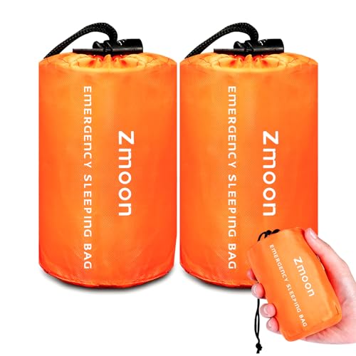 Zmoon Emergency Sleeping Bag Survival Bag, Portable Waterproof Thermal Bivy Sacks,Bivvy Bags,Camping Mylar Sleeping Bag Su...