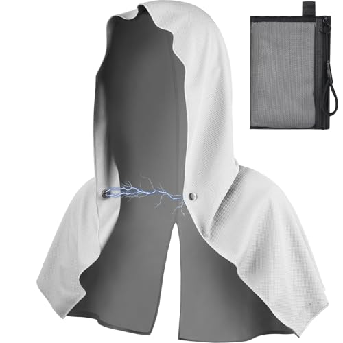 AOPREL Cooling Hoodie Towel Magnetic Lock Towels for Neck and Face UV Protection, Moisture-Wicking for Camping Gym and Yoga